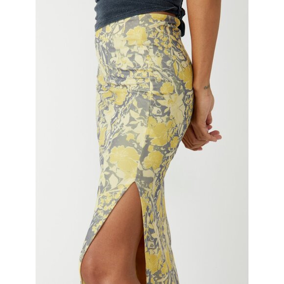 Free People Yellow and Gray Midi Skirt - Picture 10 of 11